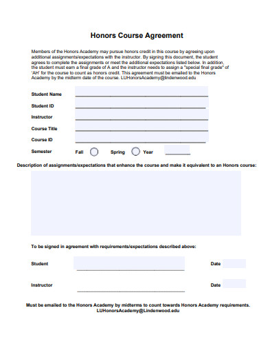 honors course agreement template