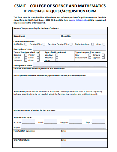 it purchase request acquisition form template
