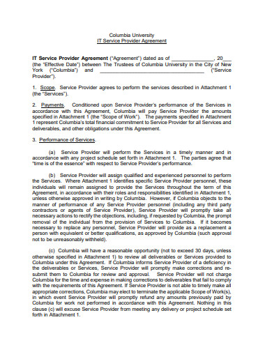 it service provider agreement template