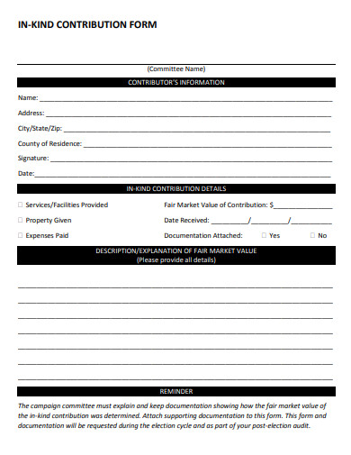 in kind contribution form template