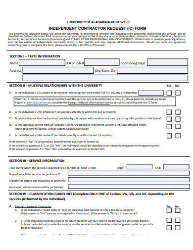 independent contractor request form template