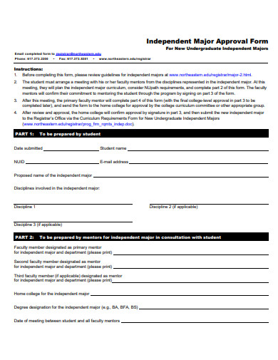 independent major approval form template