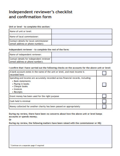 independent reviewers checklist template