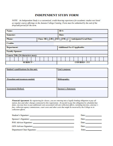 independent study form template