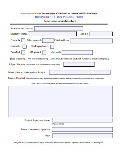 independent study project form template