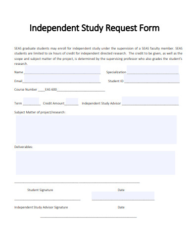 independent study request form template