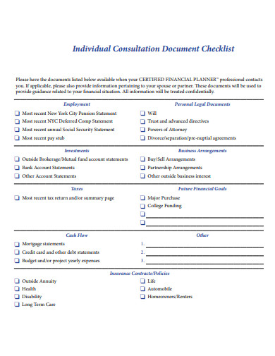 individual consultation document checklist template