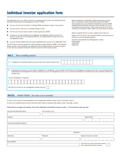 individual investor application form template