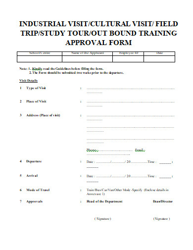 industrial visit approval form template