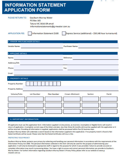 information statement application form template