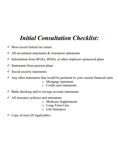 initial consultation checklist template