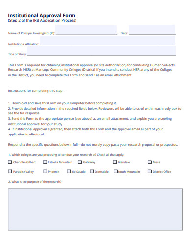 institutional approval form template