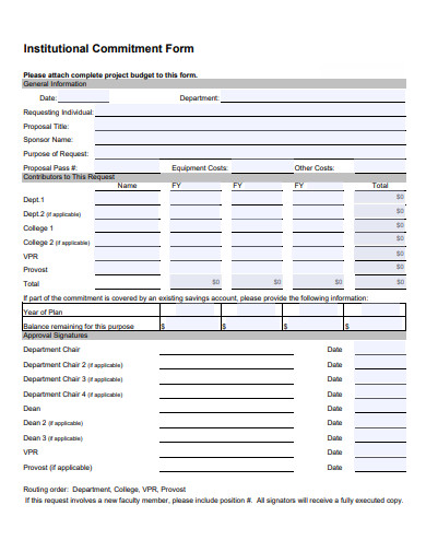 institutional commitment form template
