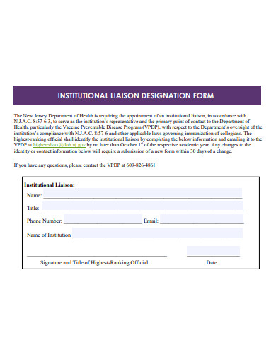 institutional designation form template