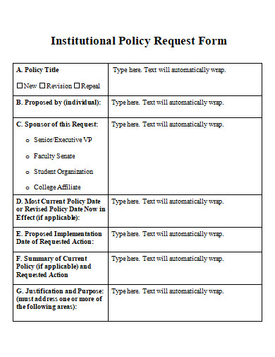 institutional policy request form template