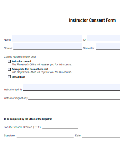 instructor consent form template