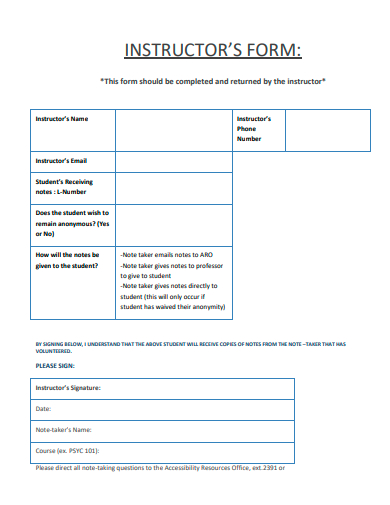 instructor form template