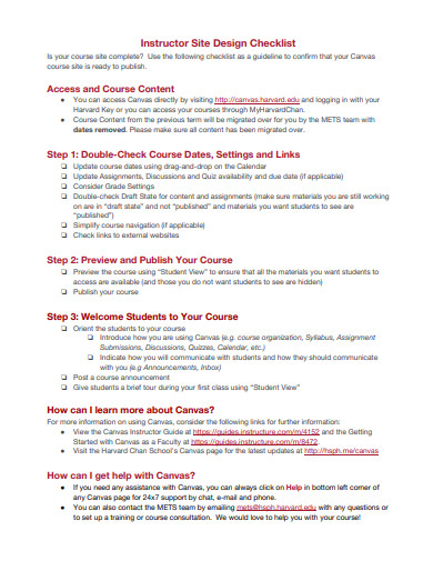 instructor site design checklist template
