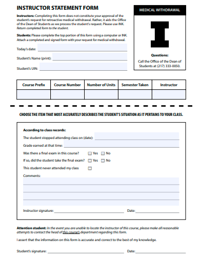 instructor statement form template
