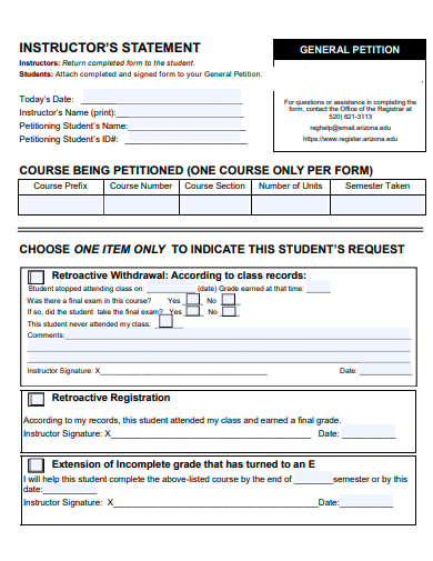 instructors statement form template