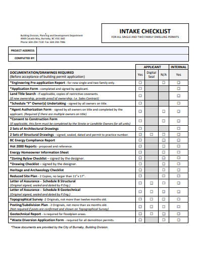 intake checklist in pdf