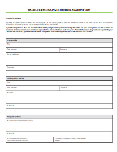 investor declaration form template