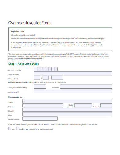 investor form example