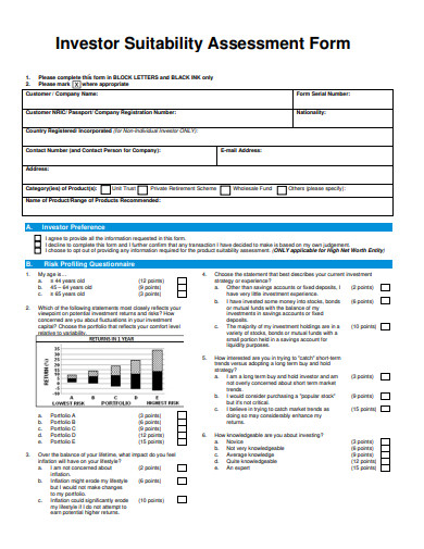 investor suitability assessment form template