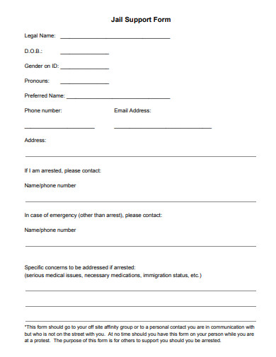 jail support form template
