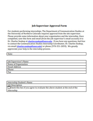 job supervisor approval form template
