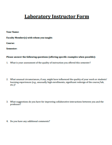 laboratory instructor form template