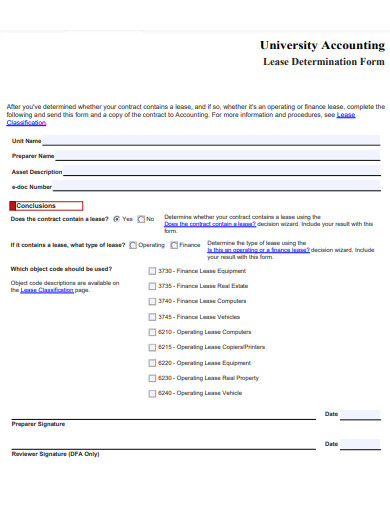 lease determination form template