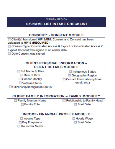 list intake checklist template