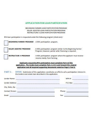 loan participation application template