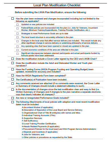 local plan modification checklist template