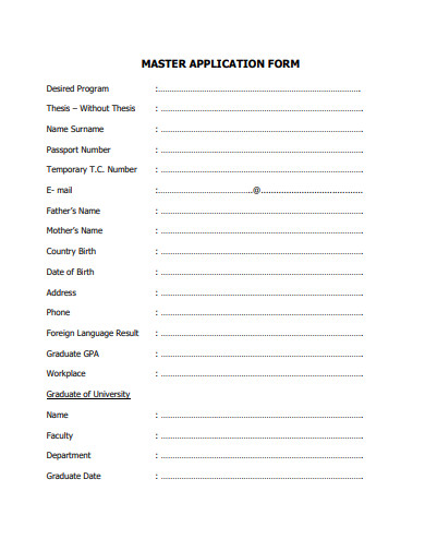 master application form template
