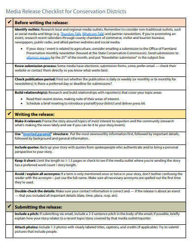 media release checklist template