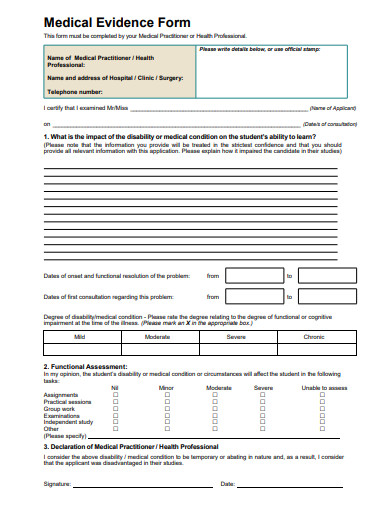 medical evidence form template