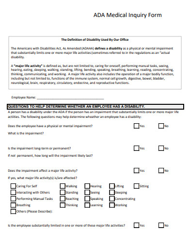 medical inquiry form template
