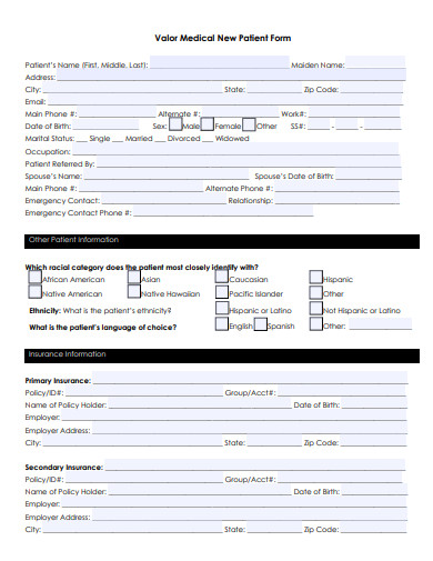 medical new patient form template