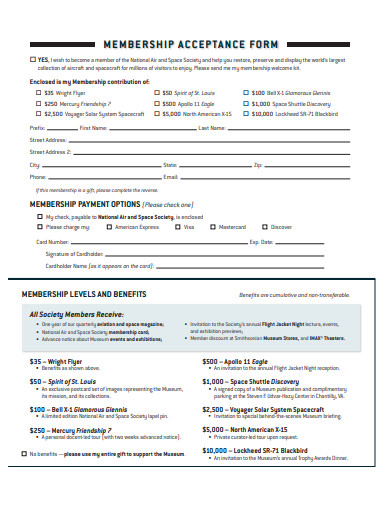 membership acceptance form template
