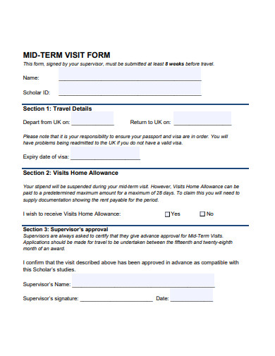 mid term visit form template