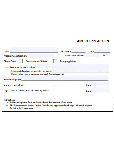 minor change form template