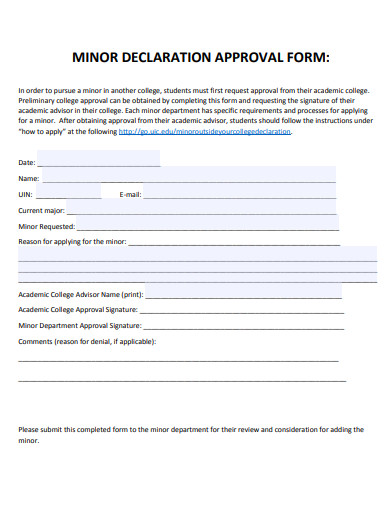 minor declaration approval form template