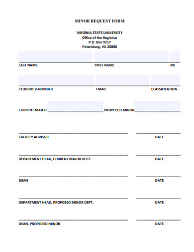 minor request form template