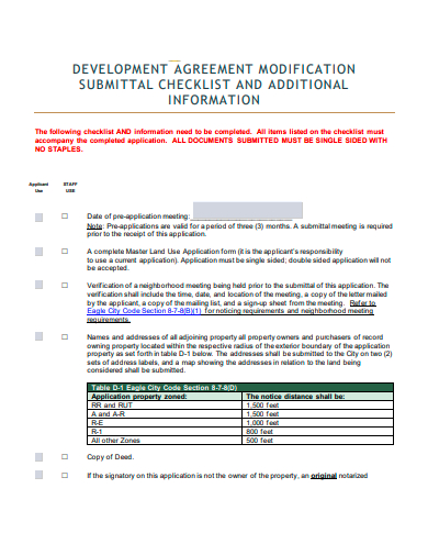 modification submittal checklist template