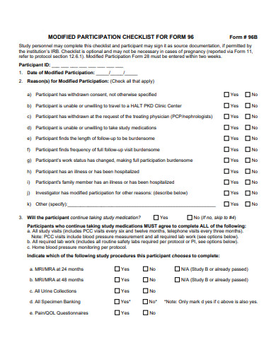 modified participation checklist template