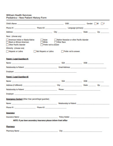 new patient history form template