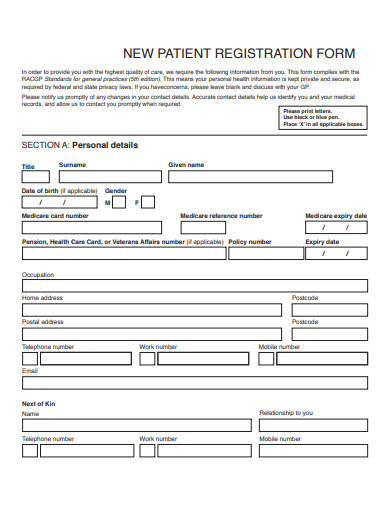 new patient registration form template