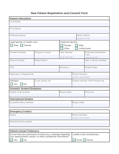 new patient registration and consent form template